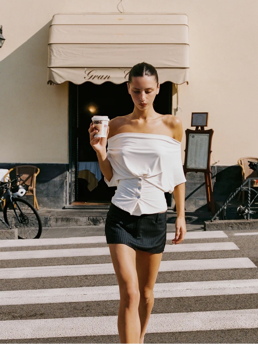 With Jean White Off-Shoulder, Sienna Top